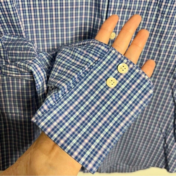 Peter Millar Crown Comfort Blue Gingham Button Down Shirt - Picture 10 of 10